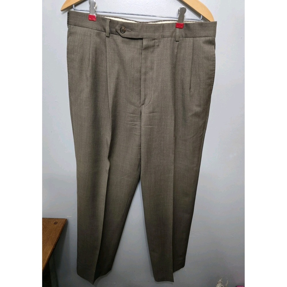 Corbin Pants Men Brown Heather Dress Pleated Ivy League 32x31 USA Union